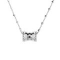 wholesale S925 Silver Retro Fashion Concave Diamond Grid Geometric Creative Trendy Niche Design Versatile Necklace-0-4
