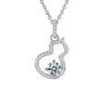 S925 Sterling Silver Moissanite Pendant Necklace, Light Luxury Style-0-3