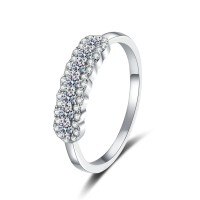 Sterling Silver Moissanite Ring, Women's Minimalist Elegant Daily Wear Versatile Design.-37 points [All Mozambiques]  Adjustable opening