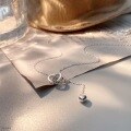 wholesale 999 Silver Hollow-Out Heart Interlocking Tassel Necklace, Heart-Shaped Design, Minimalist, Niche, Sweet, and Sophisticated-0-0