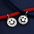 wholesale 925 Sterling Silver Four-Leaf Clover English Print Smiley DIY Pendant Bracelet Necklace Braided Cord Accessory Jewelry-0-2