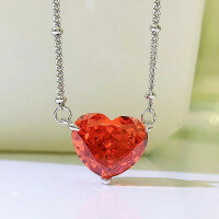 wholesale Metal: 925 Padma Heart Shape Minimalist Necklace, Small Batch Design Women's Collarbone Necklace, Mu Jing Jewelry New Item-Red 925 silver