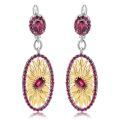 wholesale S925 silver Italian artisanal jewelry designer earrings, natural floral style with genuine colored gemstone ear drops-0-4