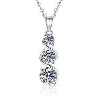 S925 Sterling Silver Full Pavé Moissanite Classic Halo Pendant Necklace for Women-High carbon stone  925 silver