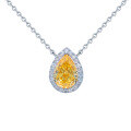 wholesale S925 Sterling Silver Water Drop Ice Flower Cut Necklace for Women with High Carbon Diamond, Premium Yellow Diamond Pendant Choker-0-4