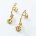 wholesale S925 Gold-Plated Sterling Silver with Peridot Fashionable Small Floral Ear Hooks, Niche Design Earrings for Women, Wholesale from Manufacturer-0-2