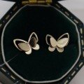 wholesale S925 sterling silver double-layer butterfly earrings for women, elegant and hypoallergenic, delicate for ear piercings, petite and refined-0-1