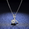 Sterling Silver Pendant with 1-Carat Moissanite, Classic Crossover Necklace for Women-0-3