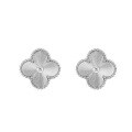 wholesale S925 Sterling Silver Laser Four-Leaf Clover Flower Minimalist Earrings, Fashionable Light Luxury Small-Chic Style Design Versatile Ear Accessories-0-4