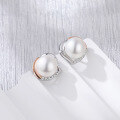 wholesale S925 Sterling Silver Shell Pearl Earrings with Zircon Heart-shaped Earrings for Women, Cross-border New Accessories for TEMU Dropshipping-0-2