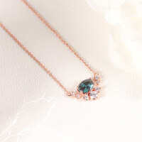 wholesale S925 Sterling Silver Rose Gold Plated with Rare Alexandrite Gemstone, Artisan-Designed Cat Paw Pendant Choker Necklace-Synthetic Alexandrite Necklace