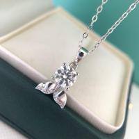 wholesale S925 Sterling Silver Mermaid Tail Design Moissanite Pendant Necklace, Niche Luxury, Factory Direct, Drop Shipping-1 carat (high carbon diamond) necklace 925 silver