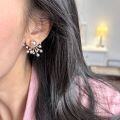 wholesale 925 Sterling Silver Manta Rose Fan-shaped Firework Pearl Earrings, Small and Minimalist Advanced Sense Light Luxury Two-way Wear Ear Studs and Ear Accessories-0-3