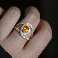 wholesale S925 Sterling Silver Red Elk All-Over Body Trendy Cool Girl Double Ring Stackable Daily Commute French Light Luxury Sparkling Ring-BZ0569-Gold US Size 9