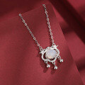 wholesale S925 Sterling Silver New Chinese Style Trendy Double Dragons Playing with Pearl Peace Lock Chalcedony Necklace for Women, Dragon Zodiac Pendant-0-1