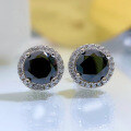 wholesale Metal material first, Mu Jing Jewelry newblack stone 1 carat round diamond earrings, hot-selling cross-borderonand Wish-0-1