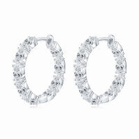 S925 Sterling Silver D Color Moissanite Starry Shining Earrings-Sparkling Star Earrings [White Gold] - Oval  925 Silver