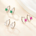 wholesale [925 Sterling Silver] Square-shaped Colored Zircon Ear Studs, Cross-Border Hot Pick, Niche High-End Ear Hoop Jewelry-0-1