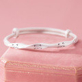 wholesale 999 Silver NaLan Fresh and Sweet Style Exquisite Möbius Wave Twisted Cat Push-Pull Bracelet S7769-0-3