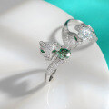 wholesale S925 Sterling Silver Moissanite Fashion Cluster Set Panther Head Adjustable Open Ring for Women Live Cross-Border Wholesale-0-1