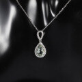 wholesale S925 Sterling Silver Natural Green Amethyst Pendant Necklace, Fashionably Luxurious and High-End with Inlaid Natural Gemstone Pendant-0-1