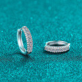 S925 Sterling Silver Full Moissanite Earrings, Women's Fashion Versatile Simple Daily Commute Elegant Ear Jewelry-0-0