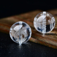 wholesale Metal White Crystal Carved Shurangama Mantra Heart Sutra Bead Spacer Beads Buddhist Mala Bracelet Handmade DIY Crystal Beading Jewelry Accessories-10 mm each