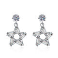 wholesale S925 Sterling Silver Korean Style TikTok Same Simple and Elegant Five-Point Star Pendant Earrings with Moissanite Wholesale-0-4