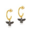 wholesale S925 sterling silver gold-plated Korean and Japanese new style black owl earrings for women, fashionable OL ear accessories for wholesale-0-5