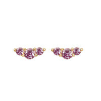 wholesale S925 Sterling Silver Cross-border Piercing Helix Ear Stud Ins Advanced Sense Colored Zircon Flat Back Ear Pin Women-Purple Diamond &gt; White Gold - Slim (1.0*6m) - Single