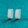S925 Sterling Silver Full Moissanite Square Stud Earrings-0-4