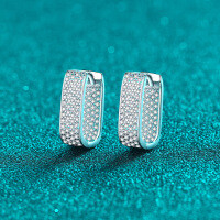 S925 Sterling Silver Full Moissanite Square Stud Earrings-92 points all-moissanite  925 silver
