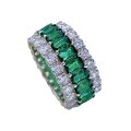 wholesale S925 Silver High-Carbon Diamond Emerald and Full Pave Diamond Stackable Ring for Women, Fashion Style-0-4