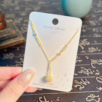 S925 Sterling Silver K Gold Pendant Necklace with Gourd and Plain Pi-S925 Sterling Silver YD2-0039 925 Silver