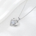 wholesale S925 Sterling Silver Women's Simple Diamond-Encrusted Heart Pendant European and American Lock Fashion Bone Chain Versatile Wholesale-0-3