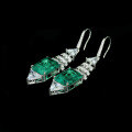 wholesale Metal Material First: 925 Silver Gold-Plated Earrings with High-Carbon Diamond Muzo Green Octagonal Cut Geometric Art Banquet Jewelry Women's Ear Drops-0-2