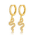 wholesale S925 sterling silver with zirconia inlaid snake-shaped hoop ear cuff, a stylish, simple, sweet yet edgy, versatile animal-inspired serpent earring-0-0