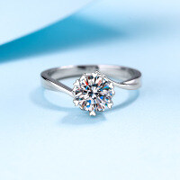 wholesale PT950 gold-plated S925 silver twisted wall snowflake heart six-claw moissanite diamond ring setting drop shipping-4mm zircon 16