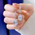 wholesale S925 Sterling Silver New Drop Pear-shaped Stud Earrings Simulated Diamond Earrings Cross-border European and American Style-0-0