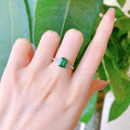 wholesale S925 Sterling Silver New Retro Rectangular 6*8 Green Zircon One-Carat High Carbon Diamond Women's Ring-0-3