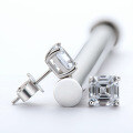 S925 Sterling Silver Square Stud Earrings with Moissanite-0-0