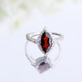wholesale S925 Silver Inlaid Natural Gemstone Ring with Luxurious High-End Natural Garnet, Live Stream Supply, Ready Stock-0-1