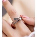 wholesale S925 Sterling Silver Retro Dragonfly Butterfly Vintage Ring for Women, Fashionable and Versatile Personality Adjustable Open Ring-0-3