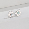 wholesale Sterling Silver Small Fresh Snowflake Earrings Women Blue Zircon Earrings Japanese and Korean Style Niche Design Cross-Border New Accessories-0-0