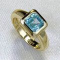 wholesale S925 Silver New 7*7mm Asscher Cut Aqua Blue Square Ring Simple European and American Style AliExpress-0-1