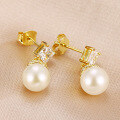 wholesale 925 Sterling Silver New Chinese Style Gold Natural Freshwater Pearl Earrings, Gourd Earrings for Women, Exquisitely Selected Accessories Wholesale-0-3
