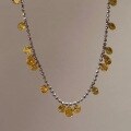 wholesale S925 Sterling Silver Sparkling Wealth Bead Yellow Diamond Starry Sky Necklace, Ethereal Galaxy Glitter Pull-Chain-0-0
