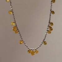 wholesale S925 Sterling Silver Sparkling Wealth Bead Yellow Diamond Starry Sky Necklace, Ethereal Galaxy Glitter Pull-Chain-925 silver