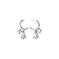 wholesale S925 silver stud earrings with a delicate curved moon design, fashionably simple and set with diamond droplets for a sweet look, G9894-0-4