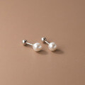 wholesale S925 silver Korean-style synthetic pearl threaded ear studs, minimalist vintage wind ear accessories for women M03990-0-2